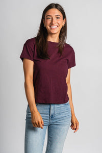 Z Supply modern slub tee berry wine - Z Supply T-shirts - Z Supply Tops, Dresses, Tanks, Tees, Cardigans, Joggers and Loungewear at Lush Fashion Lounge