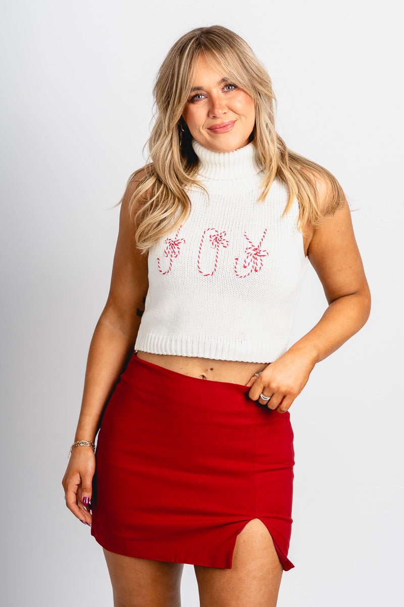Joy sleeveless turtleneck sweater white