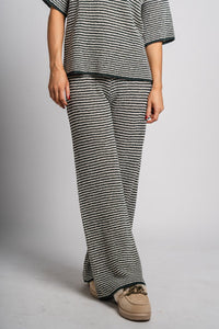 Striped wide leg pants hunter green - Cute pants - Fun Cozy Basics at Lush Fashion Lounge Boutique in Oklahoma City