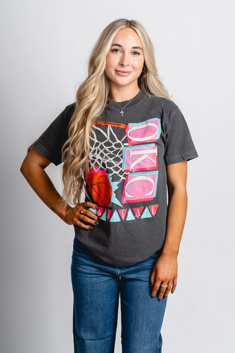 OKC basketball 90's retro unisex t-shirt vintage black - Trendy OKC Apparel at Lush Fashion Lounge Boutique in Oklahoma City