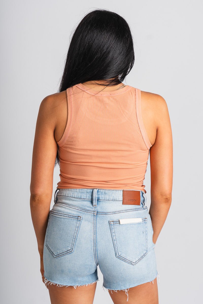 Ribbed tank top dusty orange