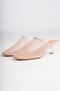 Bette mesh mule kitten heel nude - Cute Shoes - Trendy Shoes at Lush Fashion Lounge Boutique in Oklahoma City