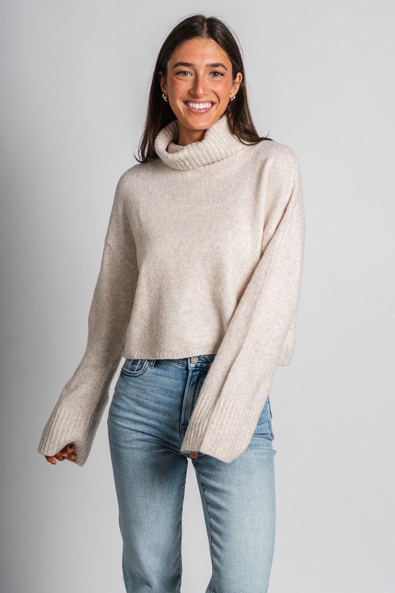 Z Supply Ursa sweater light oat heather - Z Supply Sweater - Z Supply Apparel at Lush Fashion Lounge Trendy Boutique Oklahoma City