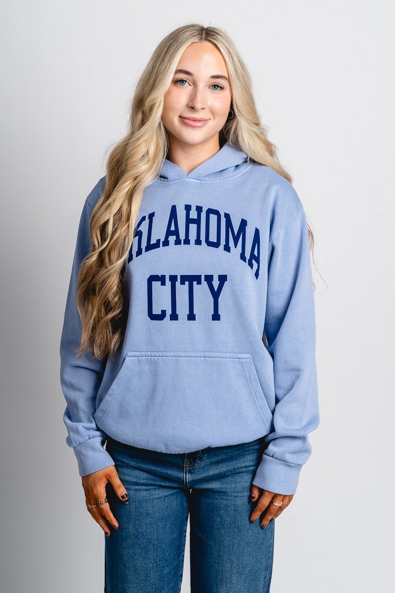 OKC basketball simple hoodie faded powder - Trendy OKC Apparel at Lush Fashion Lounge Boutique in Oklahoma City