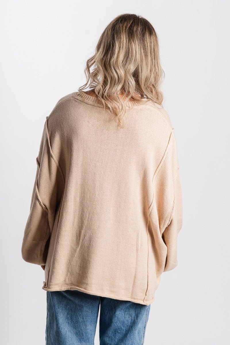 Oversized pocket sweater light taupe