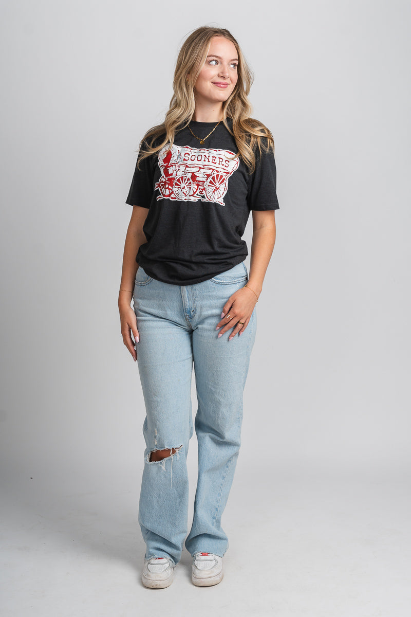 OU OU Schooner unisex t-shirt black T-shirt | Lush Fashion Lounge Trendy Oklahoma University Sooners Apparel & Cute Gameday T-Shirts