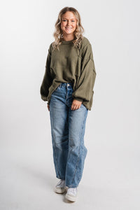 Oversized pocket sweater olive – Unique Sweaters | Lounging Sweaters and Womens Fashion Sweaters at Lush Fashion Lounge Boutique in Oklahoma City