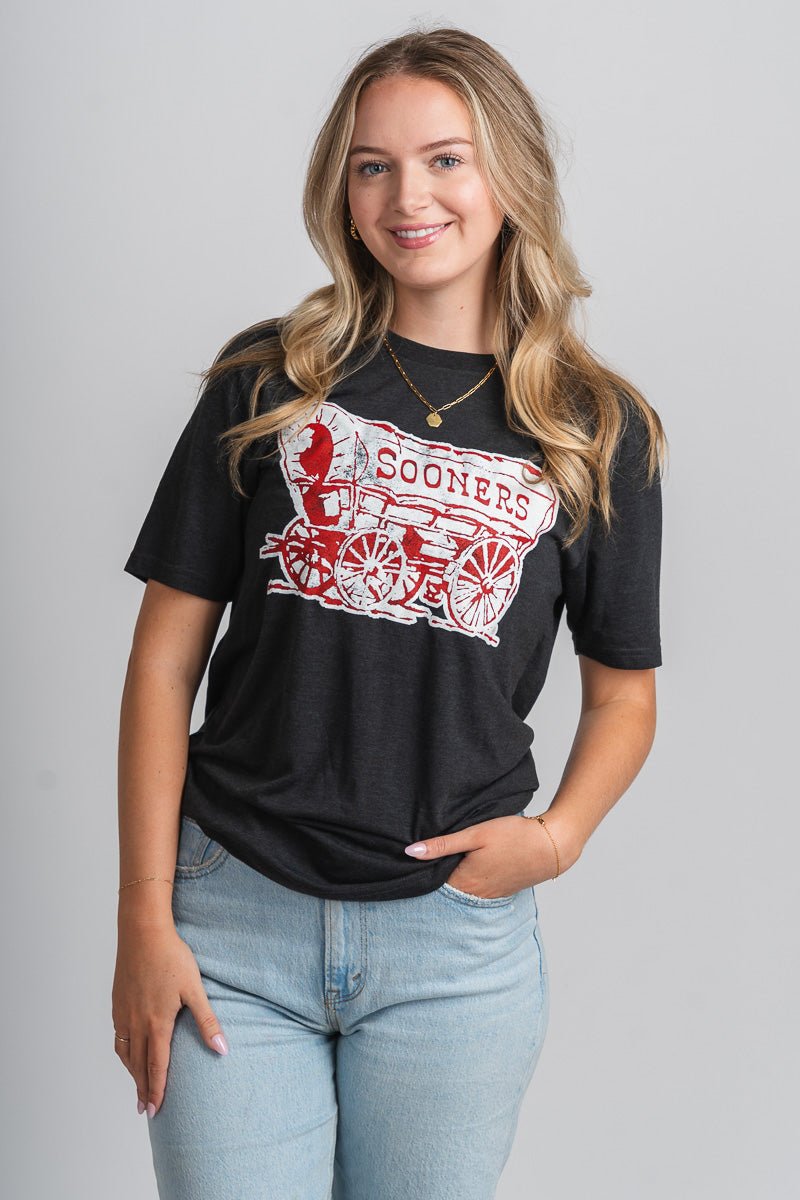 OU OU Schooner unisex t-shirt black T-shirt | Lush Fashion Lounge Trendy Oklahoma University Sooners Apparel & Cute Gameday T-Shirts