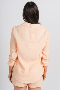 Z Supply Kaili button up top grapefruit - Z Supply Top - Z Supply Fashion at Lush Fashion Lounge Trendy Boutique Oklahoma City