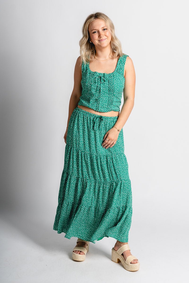 Floral maxi skirt green | Lush Fashion Lounge: boutique fashion skirts, affordable boutique skirts, cute affordable skirts
