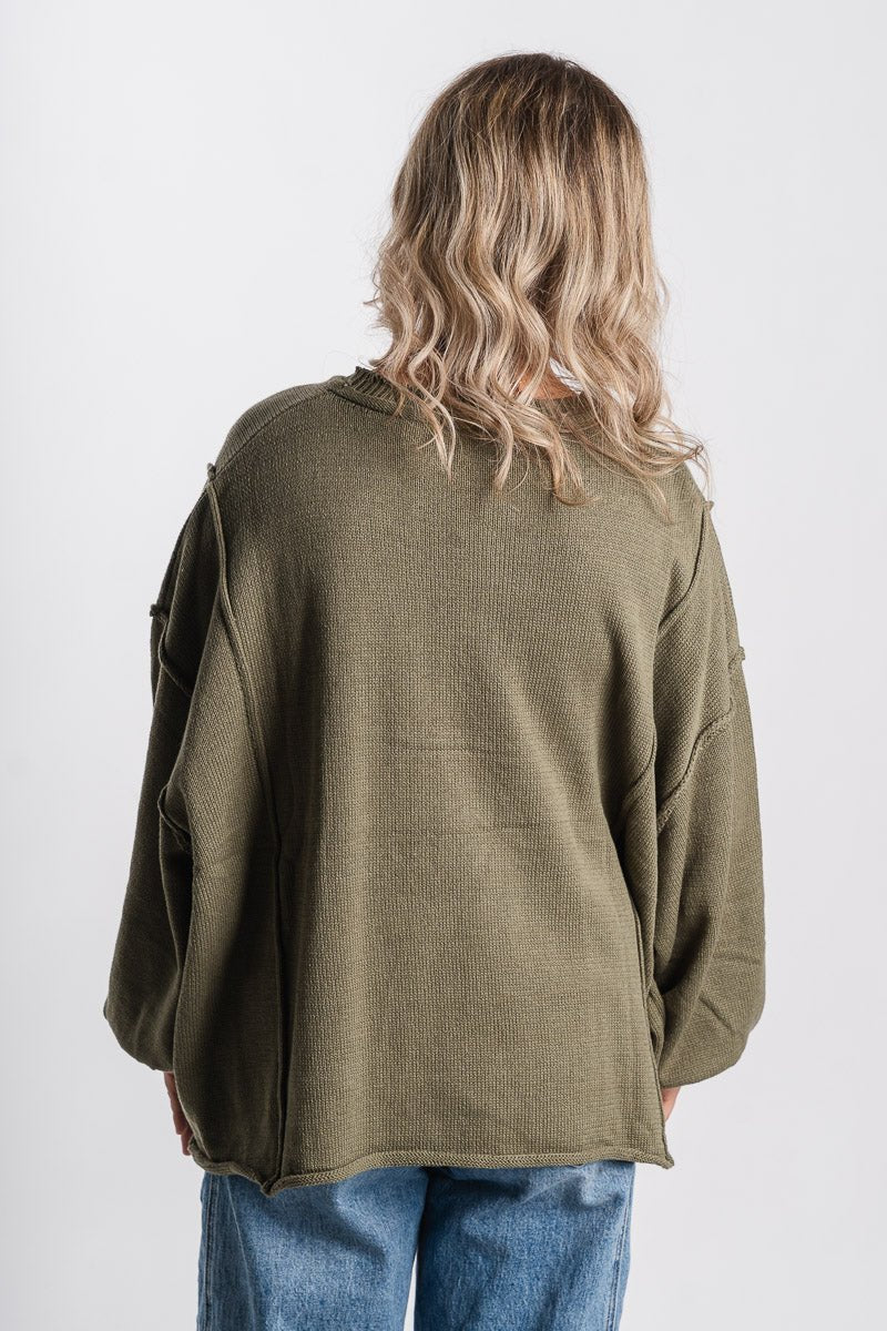 Oversized pocket sweater olive