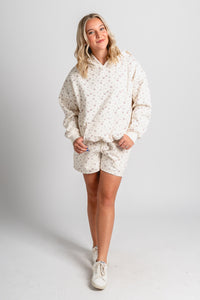 Ditsy floral hoodie ivory - Fun hoodie - Unique Lounge Looks at Lush Fashion Lounge Boutique in Oklahoma