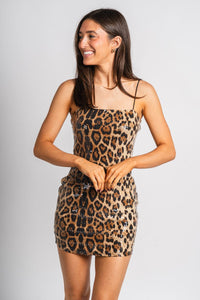 Leopard sequin dress brown/black - Affordable dress - Boutique Dresses at Lush Fashion Lounge Boutique in Oklahoma City