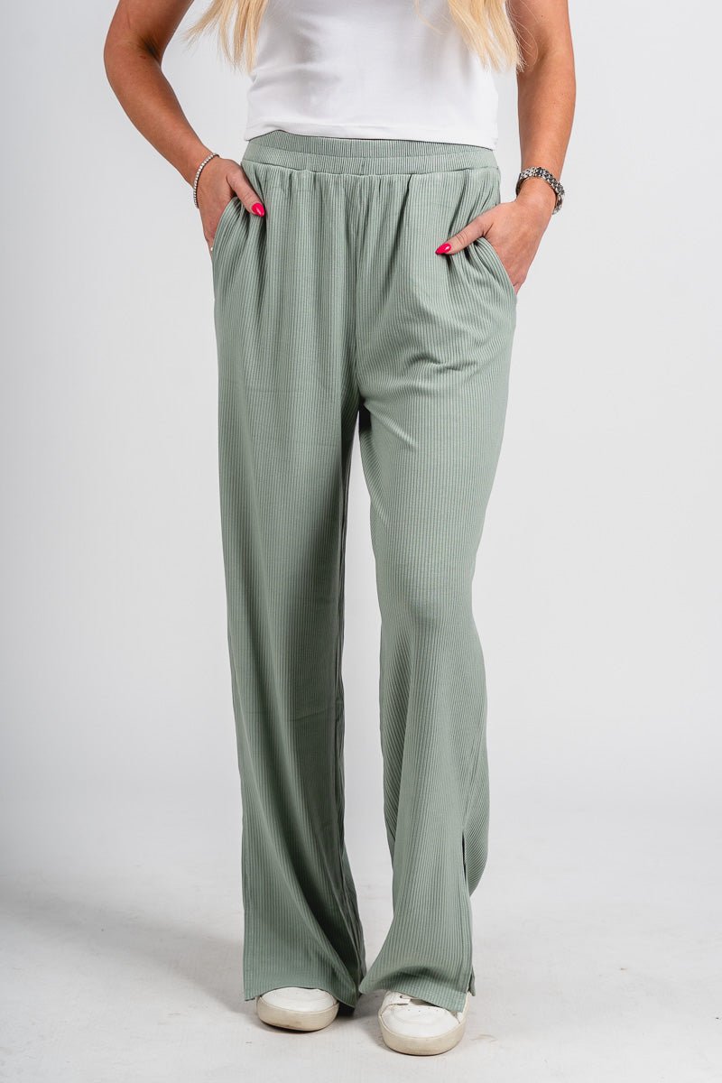 Wide leg sweatpants iceberg green - Stylish sweatpants - Trendy Lounge Sets at Lush Fashion Lounge Boutique in Oklahoma City