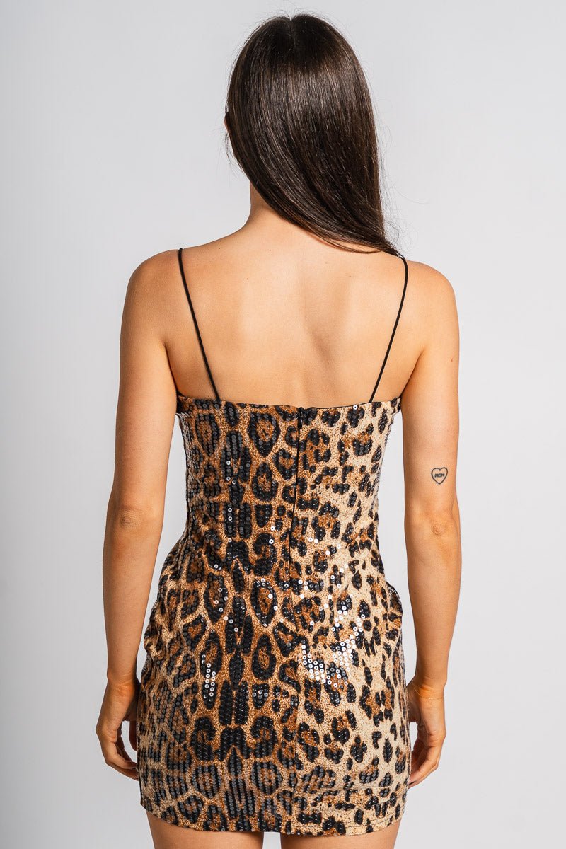 Leopard sequin dress brown/black