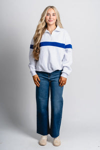 Half zip sweatshirt grey - Oklahoma City inspired graphic t-shirts at Lush Fashion Lounge Boutique in Oklahoma City