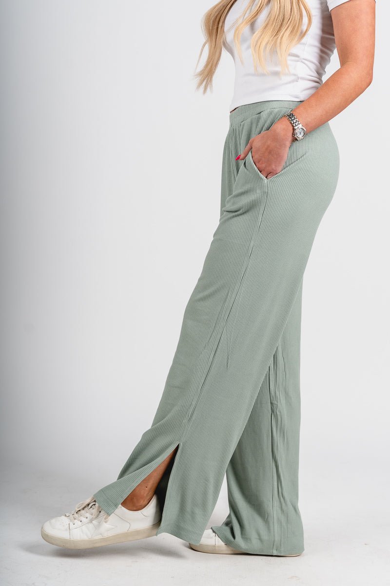 Wide leg sweatpants iceberg green - Trendy sweatpants - Cute Loungewear Collection at Lush Fashion Lounge Boutique in Oklahoma City