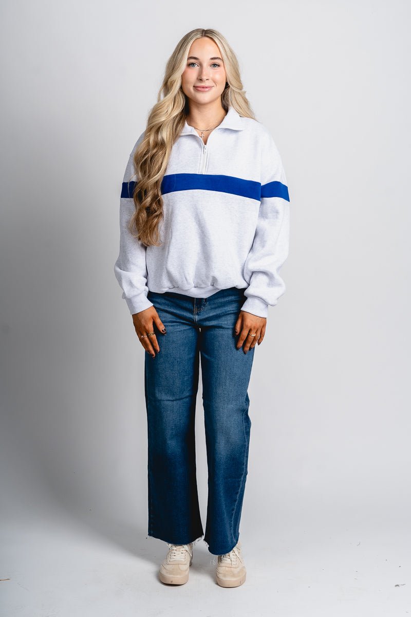 Half zip sweatshirt grey - Trendy OKC Thunder T-Shirts at Lush Fashion Lounge Boutique in Oklahoma City