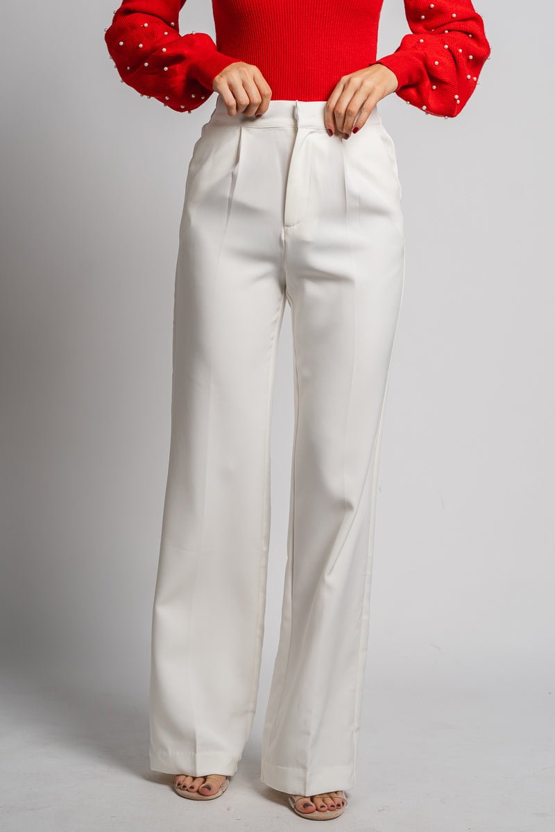 Wide leg dress pants white | Lush Fashion Lounge: women's boutique pants, boutique women's pants, affordable boutique pants, women's fashion pants