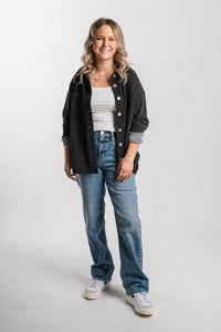 Oversized shacket charcoal – Fashionable Jackets | Trendy Blazers at Lush Fashion Lounge Boutique in Oklahoma City