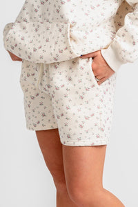 Ditsy floral shorts ivory - Trendy shorts - Cute Loungewear Collection at Lush Fashion Lounge Boutique in Oklahoma City