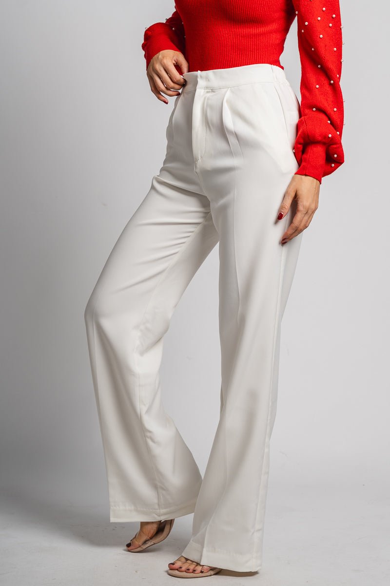 Wide leg dress pants white | Lush Fashion Lounge: women's boutique pants, boutique women's pants, affordable boutique pants, women's fashion pants