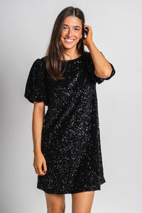 Short sleeve sequin dress black - Affordable dress - Boutique Dresses at Lush Fashion Lounge Boutique in Oklahoma City