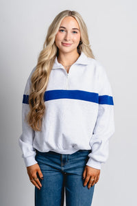 Half zip sweatshirt grey - Trendy Oklahoma City Basketball T-Shirts Lush Fashion Lounge Boutique in Oklahoma City