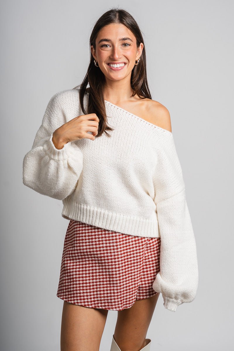 Houndstooth skirt brick/white | Lush Fashion Lounge: boutique fashion skirts, affordable boutique skirts, cute affordable skirts