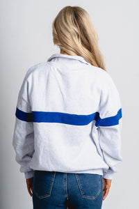 Half zip sweatshirt grey - Vintage OKC Basketball T-Shirts at Lush Fashion Lounge Boutique in Oklahoma City