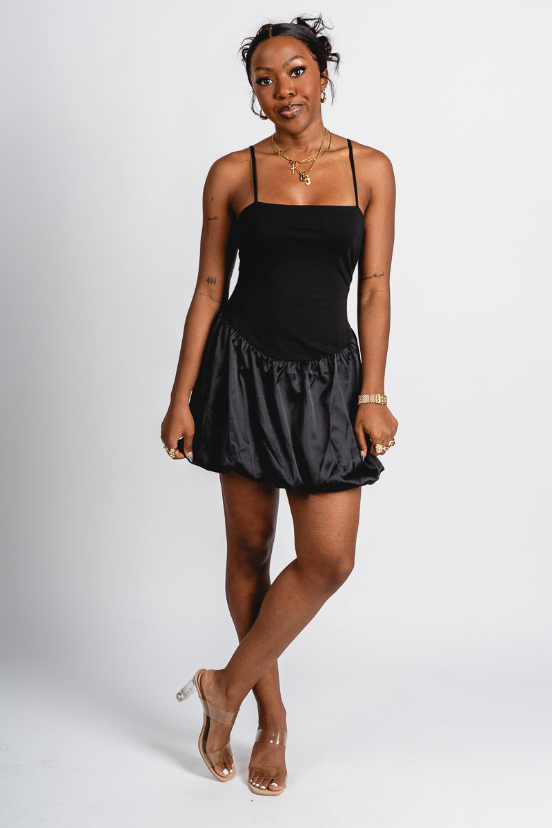 Bubble hem mini dress black - Trendy dress - Fashion Dresses at Lush Fashion Lounge Boutique in Oklahoma City