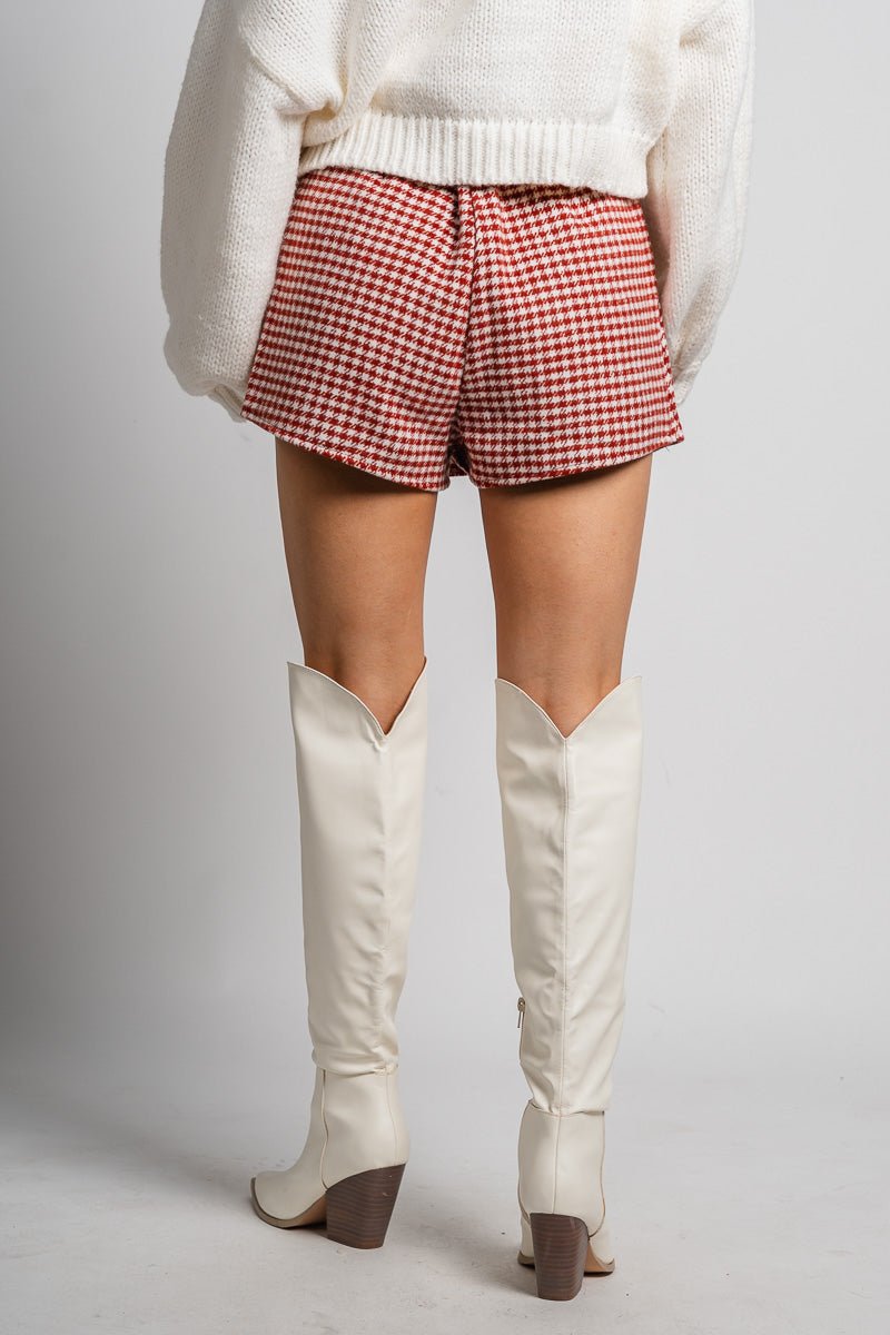 Houndstooth skirt brick/white | Lush Fashion Lounge: boutique fashion skirts, affordable boutique skirts, cute affordable skirts