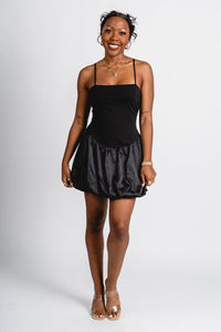 Bubble hem mini dress black Stylish dress - Womens Fashion Dresses at Lush Fashion Lounge Boutique in Oklahoma City