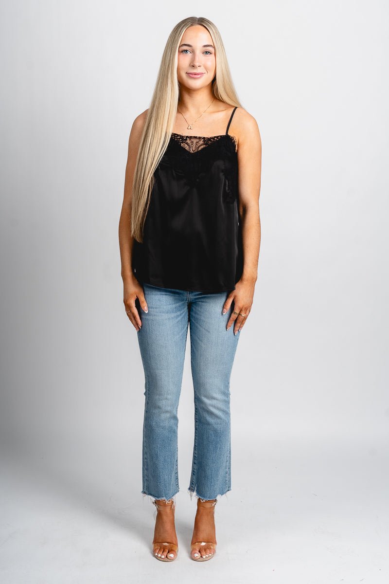 Lace trim camisole black