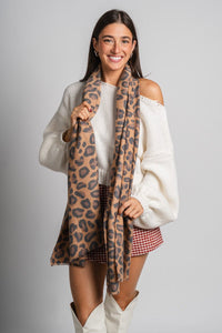 Leopard scarf brown - Trendy Scarves at Lush Fashion Lounge Boutique in Oklahoma City