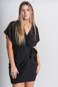 Dolman sleeve vneck dress black - Fun dress - Unique Getaway Gear at Lush Fashion Lounge Boutique in Oklahoma