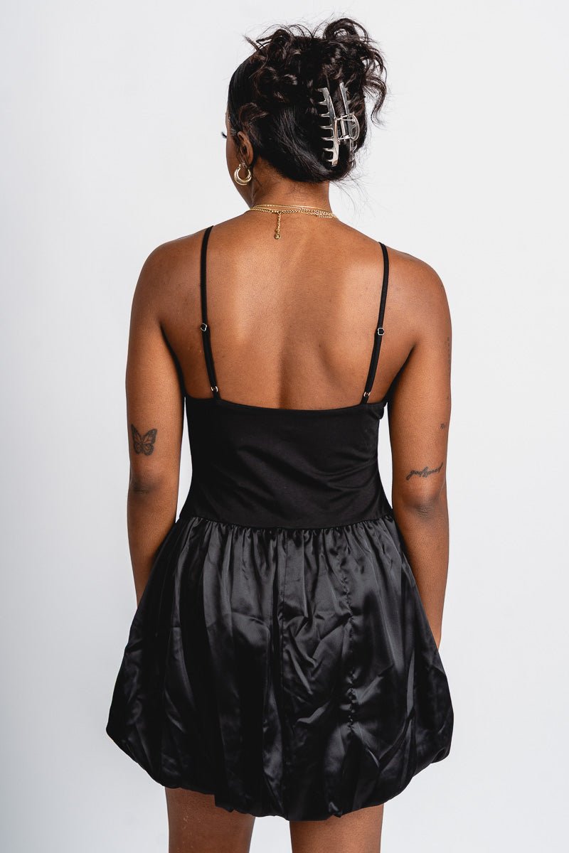Bubble hem mini dress black