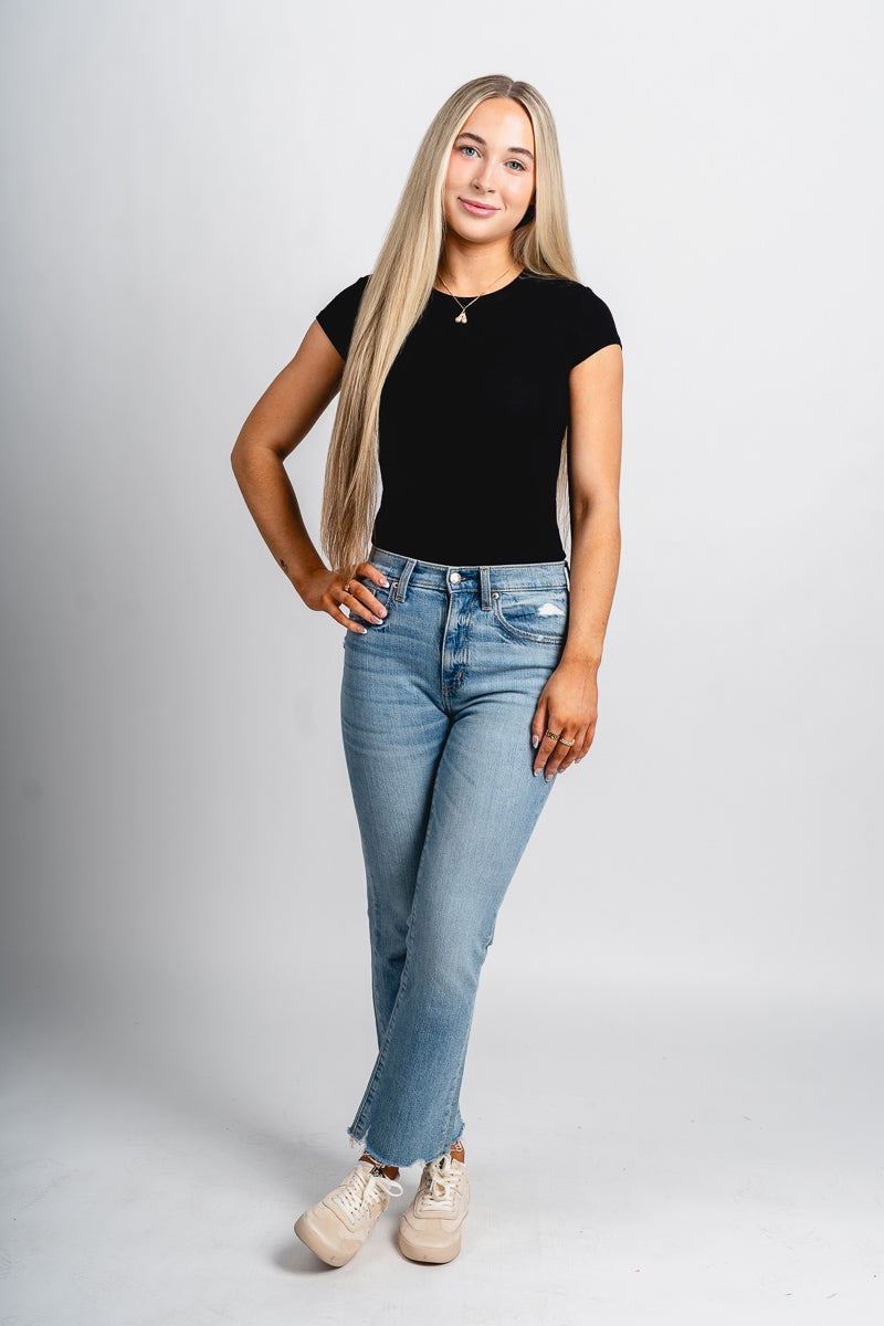 Short sleeve ribbed bodysuit black