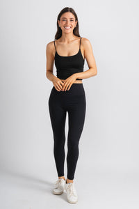 High waist leggings black | Lush Fashion Lounge: women's boutique leggings, boutique fashion leggings, boutique exercise leggings, cute affordable leggings