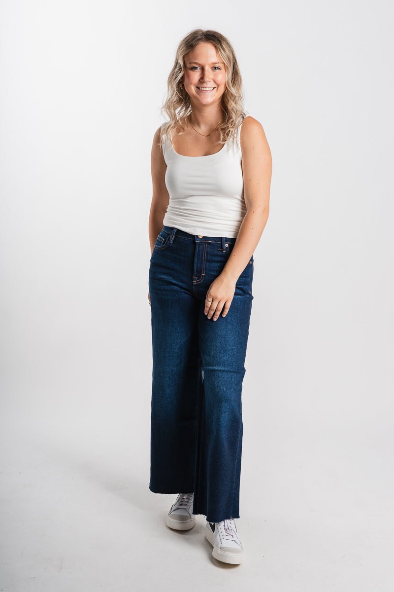 Hidden high rise wide leg jeans dark | Lush Fashion Lounge: boutique women's jeans, fashion jeans for women, affordable fashion jeans, cute boutique jeans