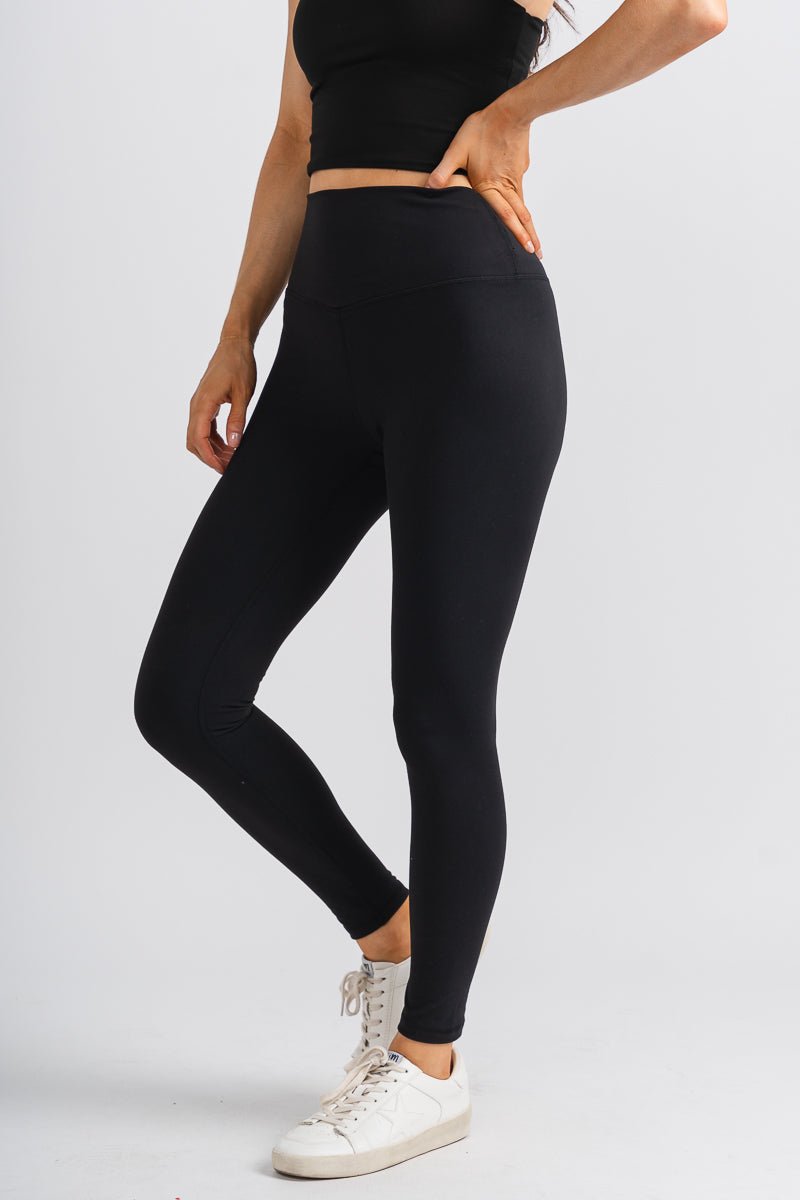 High waist leggings black - Trendy biker shorts - Cute Loungewear Collection at Lush Fashion Lounge Boutique in Oklahoma City