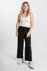 Vervet high rise crop wide leg jeans black | Lush Fashion Lounge: boutique women's jeans, fashion jeans for women, affordable fashion jeans, cute boutique jeans