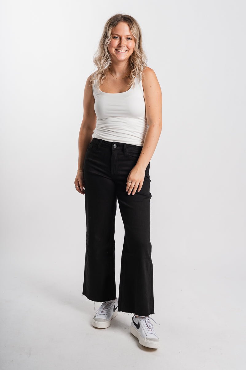 Vervet high rise crop wide leg jeans black | Lush Fashion Lounge: boutique women's jeans, fashion jeans for women, affordable fashion jeans, cute boutique jeans