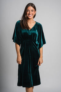 Velvet midi dress green - Affordable dress - Boutique Dresses at Lush Fashion Lounge Boutique in Oklahoma City