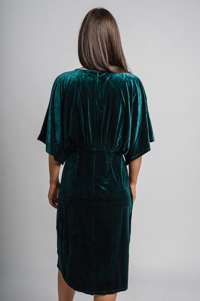 Velvet midi dress green