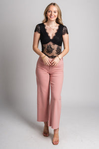 Crop wide leg jeans pink - Trendy Valentine's T-Shirts at Lush Fashion Lounge Boutique in Oklahoma City