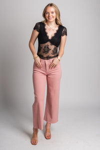 Crop wide leg jeans pink | Lush Fashion Lounge: boutique women's jeans, fashion jeans for women, affordable fashion jeans, cute boutique jeans