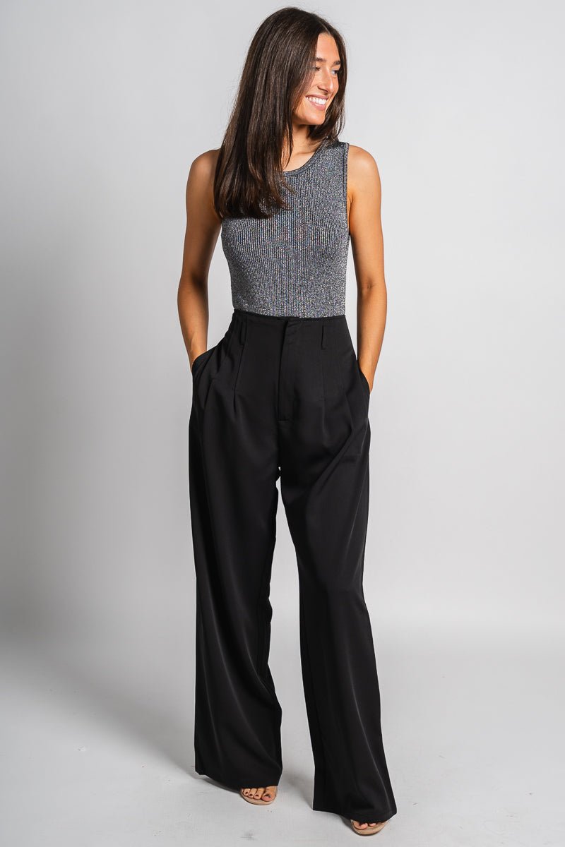 High waist wide leg pants black - Affordable New Year's Eve Party Outfits at Lush Fashion Lounge Boutique in Oklahoma City