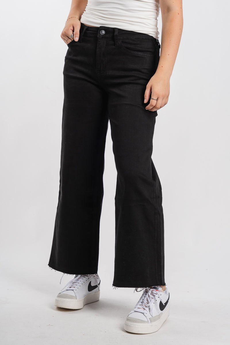 Vervet high rise crop wide leg jeans black | Lush Fashion Lounge: boutique women's jeans, fashion jeans for women, affordable fashion jeans, cute boutique jeans