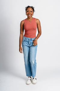 Round neck bodysuit marsala - Trendy bodysuit - Fashion Bodysuits at Lush Fashion Lounge Boutique in Oklahoma City